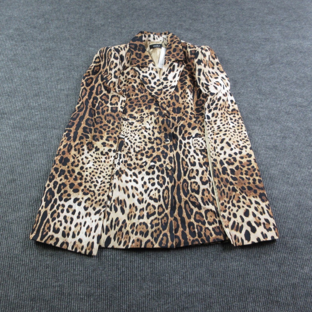 Akira Blazer Womens 2X Brown Leopard Lined Tailored Notch Three-Button NWT
